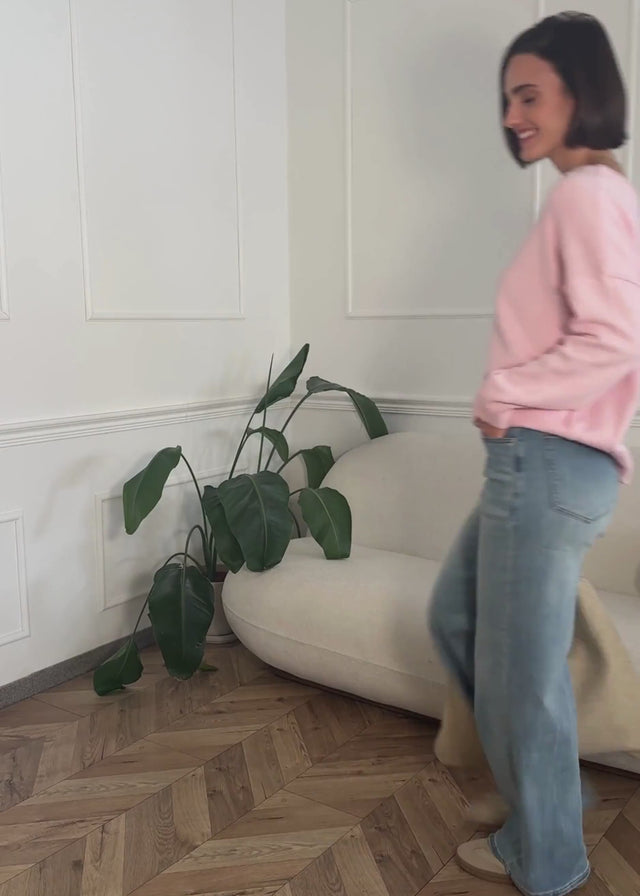 Oversize Baumwoll-Pullover mit Rückennaht - rosa von SASSYCLASSY