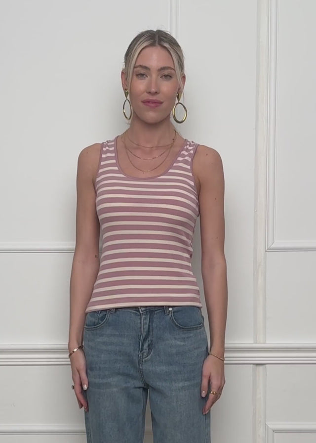 Striped tank top - dusty rose-off-white by SASSYCLASSY