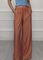 Gestreifte Hose mit Kordelzug - orange