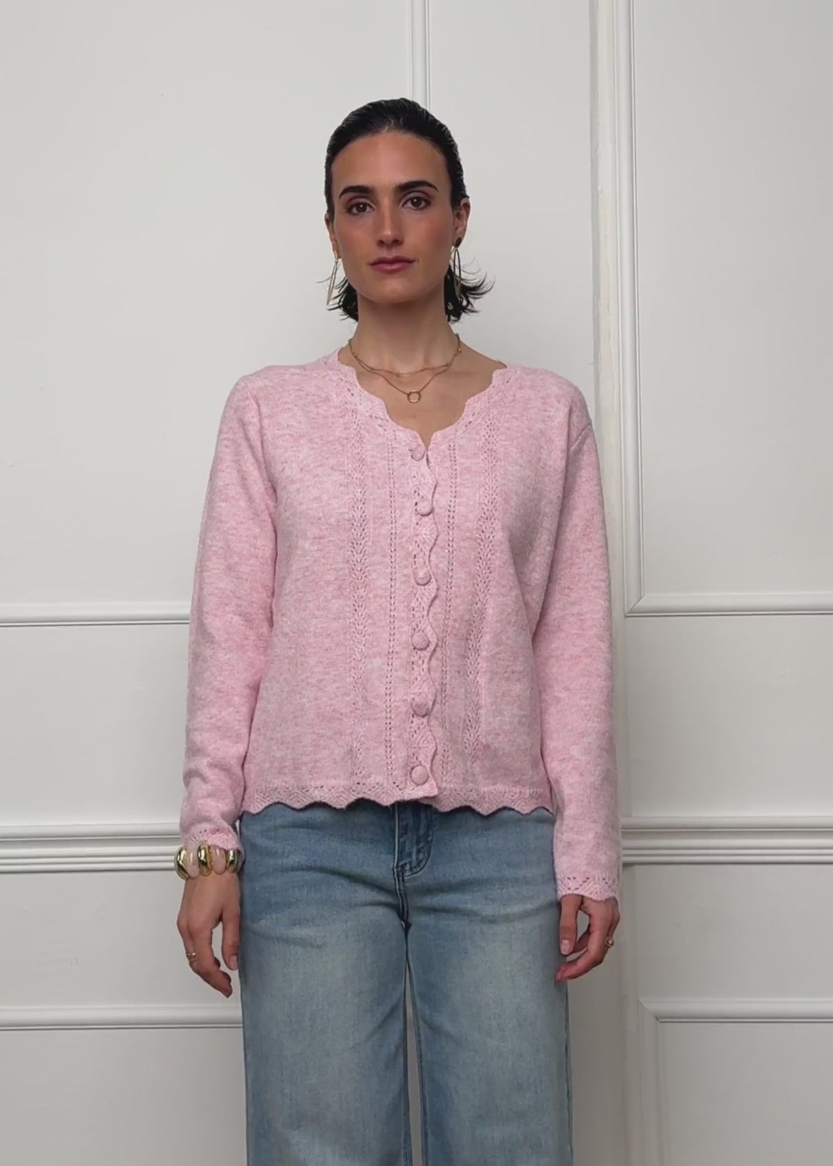 Pointelle cardigan - pink