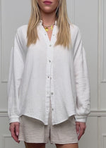 Musselin Bluse oversize, kurz, weiß