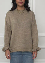 Knit jumper with ruffle sleeves - beige
