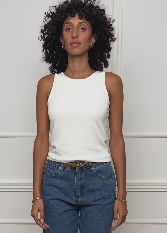Double-layered ribbed tank top - off-white by SASSYCLASSY