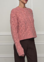 Zopfmusterpullover - rosa