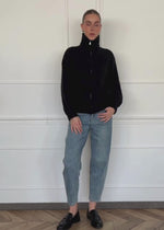 Cardigan with zipper - black