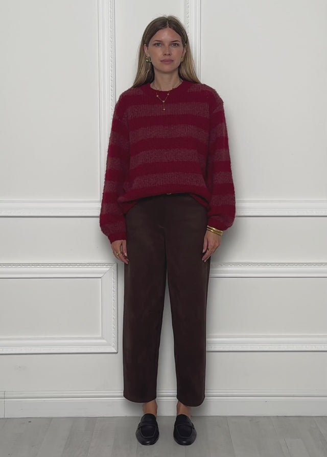 Gestreifter Grobstrickpullover - mauve-rot von SASSYCLASSY