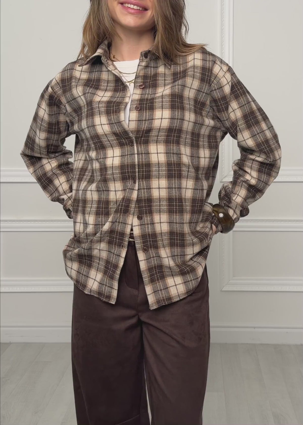 Flannel shirt with checked pattern - brown by SASSYCLASSY