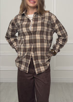 Flannel shirt with checked pattern - brown