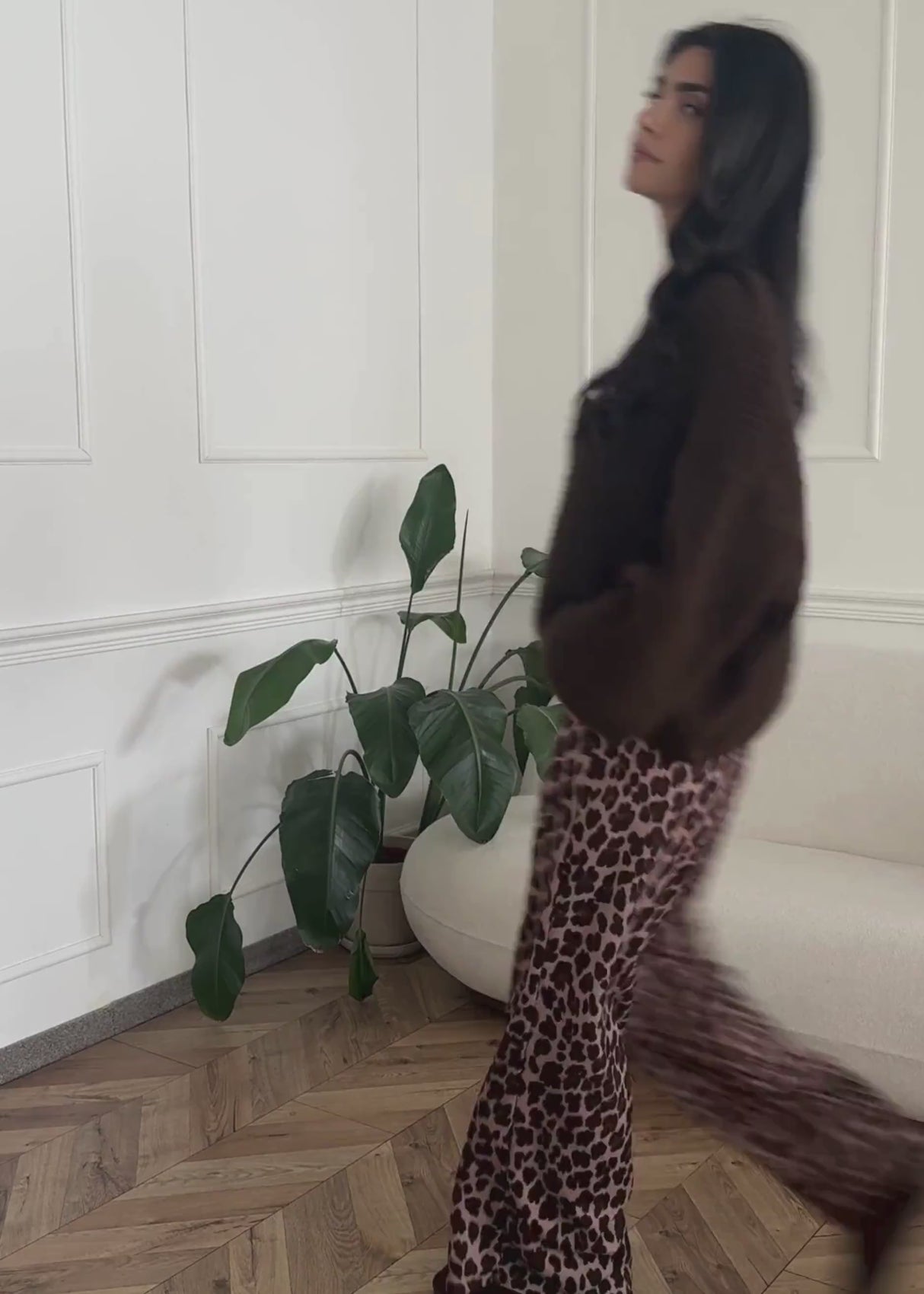 Oversize Pullover mit V-Ausschnitt - braun