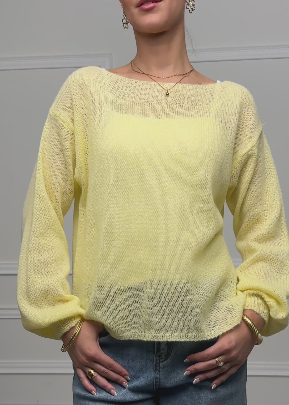 Leicht transparenter Feinstrickpullover - buttergelb von SASSYCLASSY