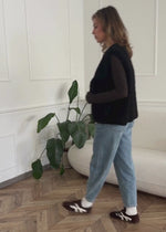 Gestreiftes, leicht transparentes Langarmshirt mit Kaschmiranteil - braun-schwarz