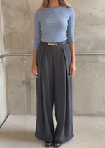 Wide-leg pleated trousers - anthracite