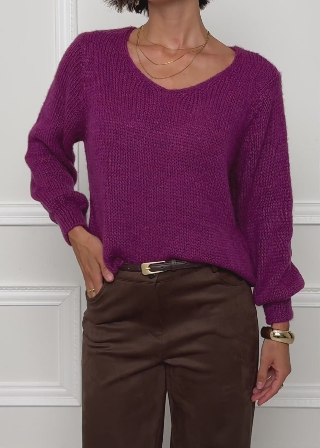 Pullover mit V-Ausschnitt - mauve von SASSYCLASSY