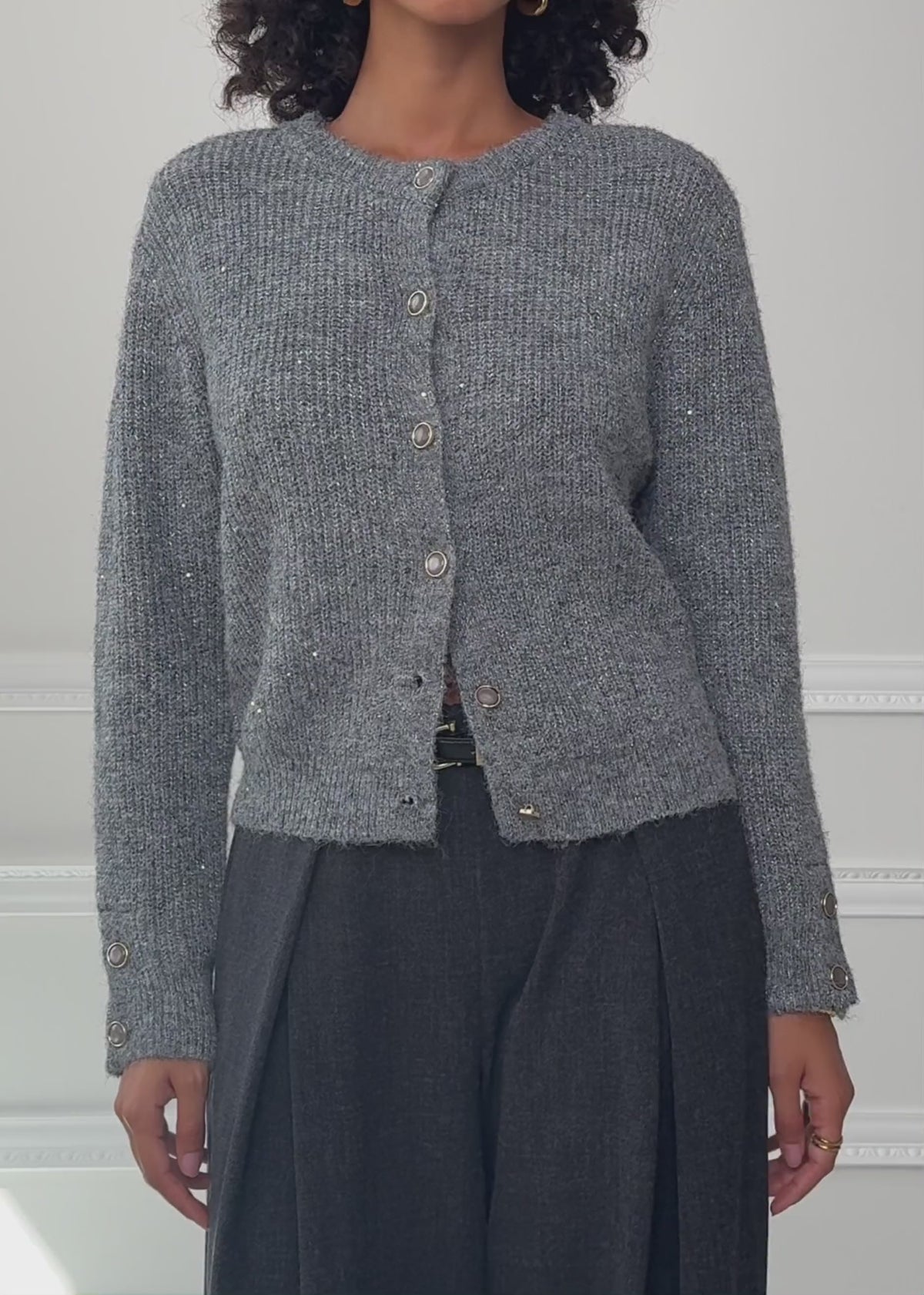 Cardigan with sequins and Lurex - grey by SASSYCLASSY