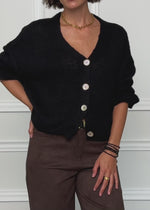 Cardigan with three-quarter sleeves - black