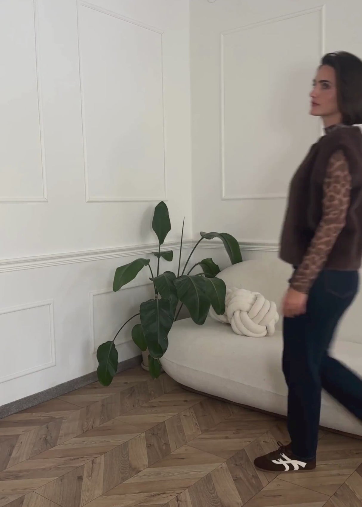 Elegante Kunstfell Weste - braun