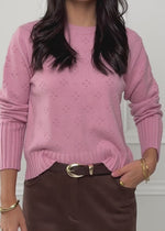 Feinstrickpullover mit Strukturmuster - rosa