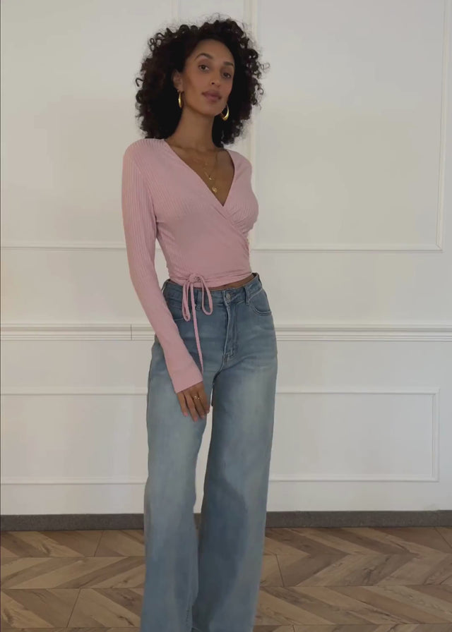 Langarmshirt zum Wickeln - rosa von SASSYCLASSY