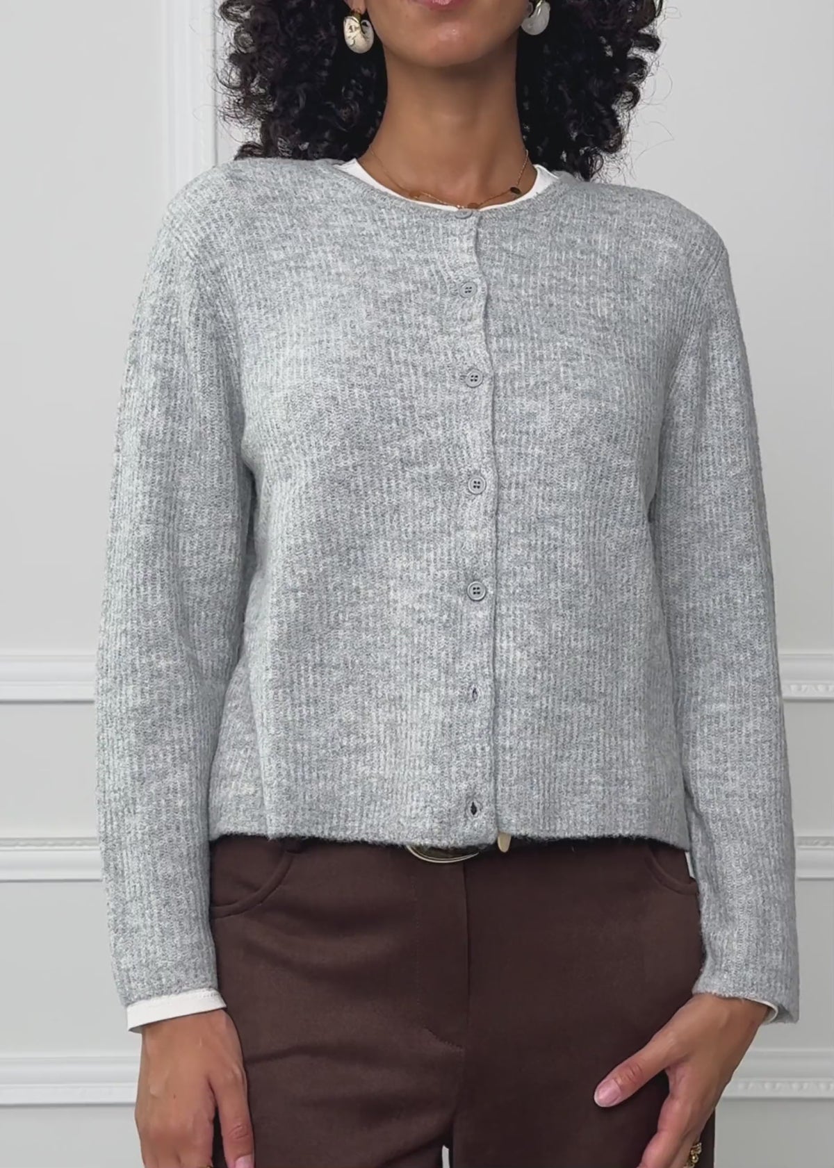 Cardigan with rib structure - light gray by SASSYCLASSY