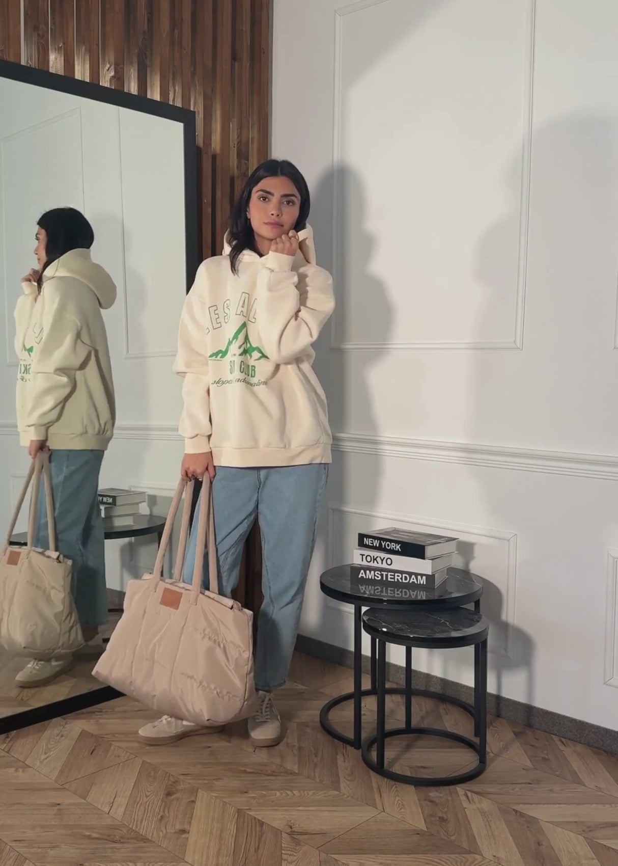 Hoodie with ski print - Off-white