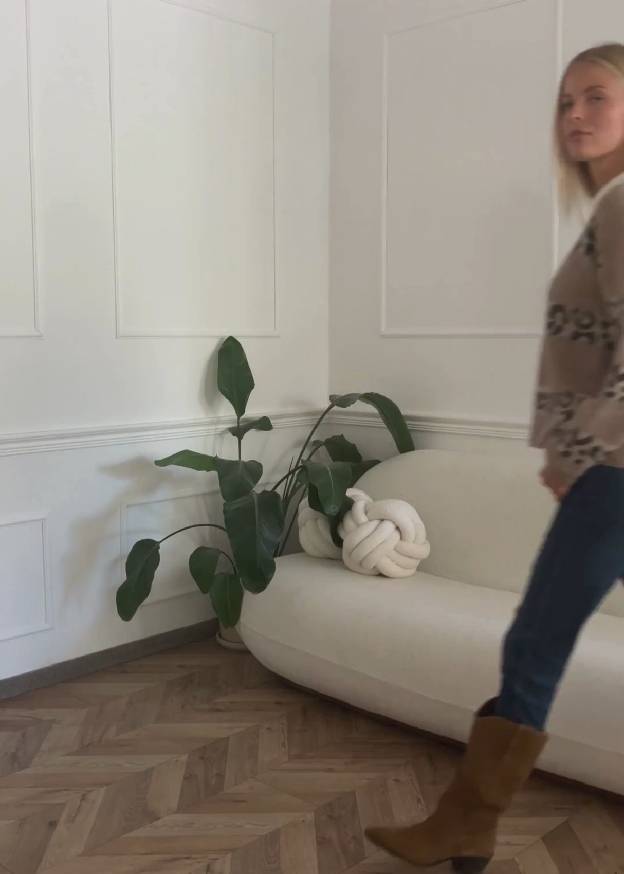 Pullover mit Leo-Streifen - taupe