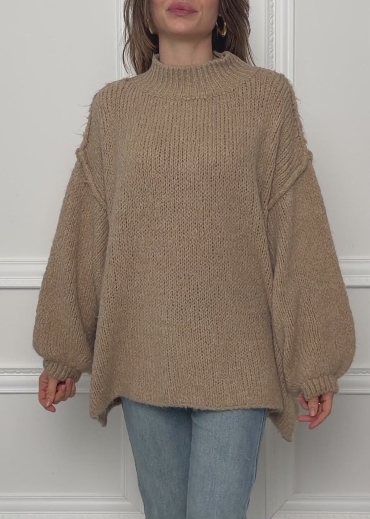 Oversized chunky knit jumper - beige by SASSYCLASSY