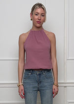 Shoulder -free Musselin Top - Altrosa
