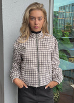 Checked blouson jacket - greige