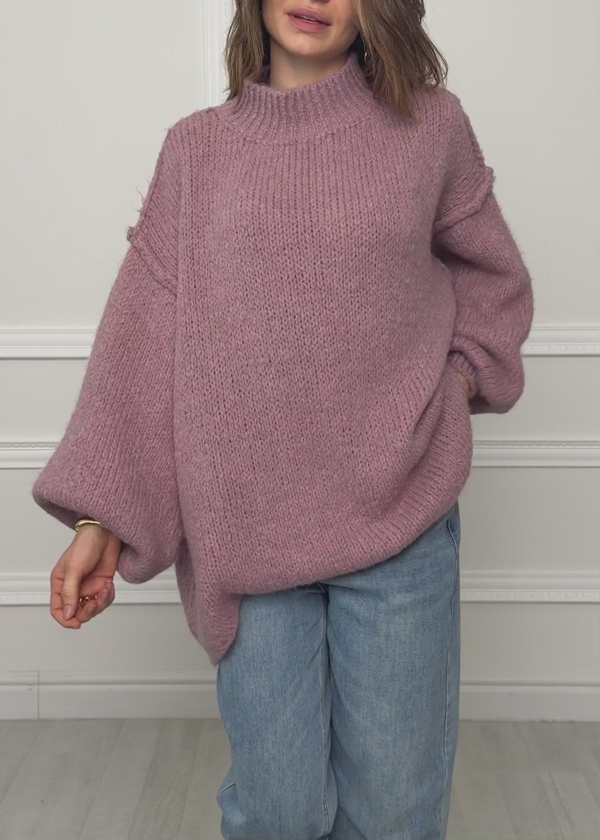 Oversized Grobstrickpullover - altrosa von SASSYCLASSY