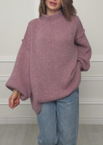 Oversized Grobstrickpullover - altrosa