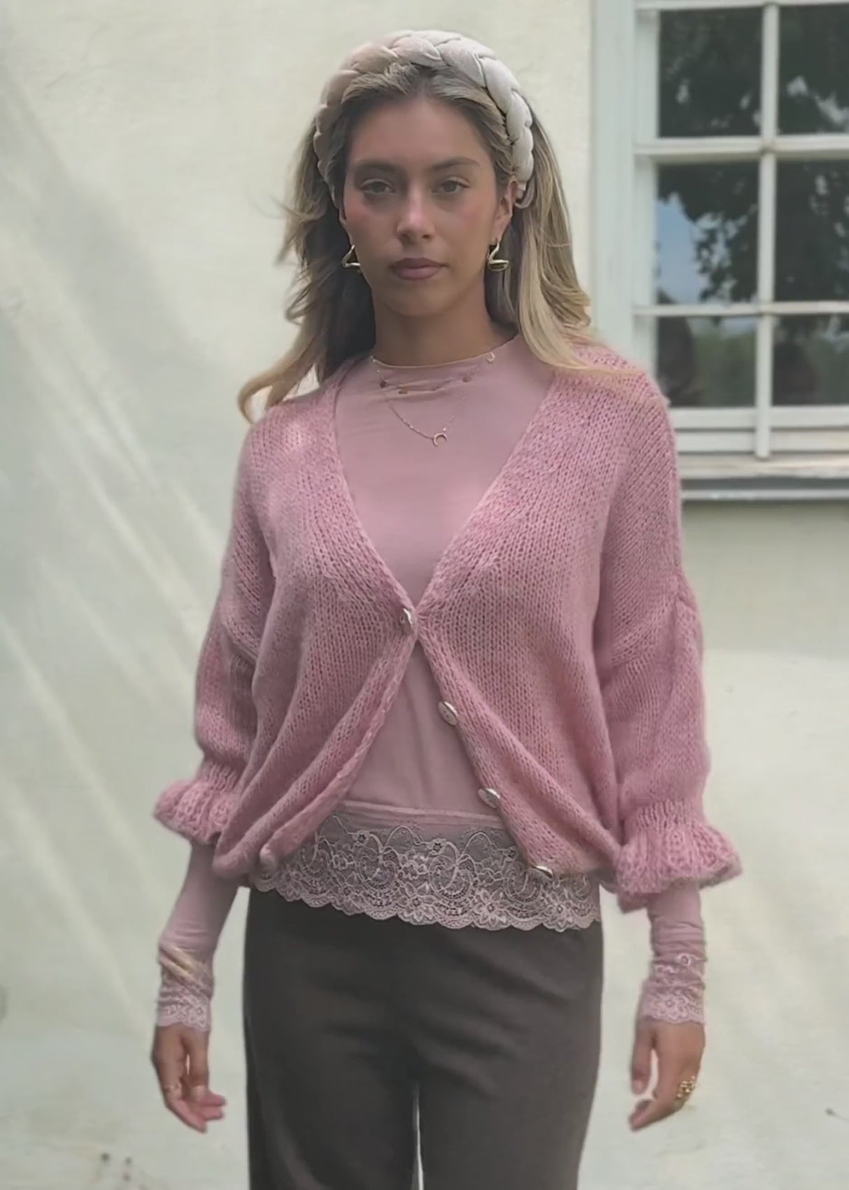 Strickjacke mit 3/4-Ärmeln - altrosa by SASSYCLASSY