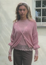 Strickjacke mit 3/4-Ärmeln - altrosa
