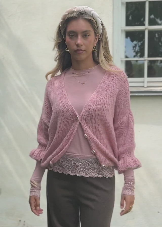Cardigan with three-quarter sleeves - dusty rose by SASSYCLASSY