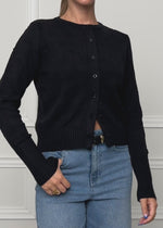 Feinstrickjacke mit Strukturmuster - schwarz