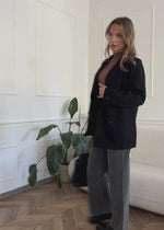 Ribbed knit top with stand-up collar - brown