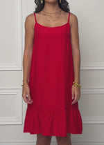 Trägerkleid mit Volant - rot