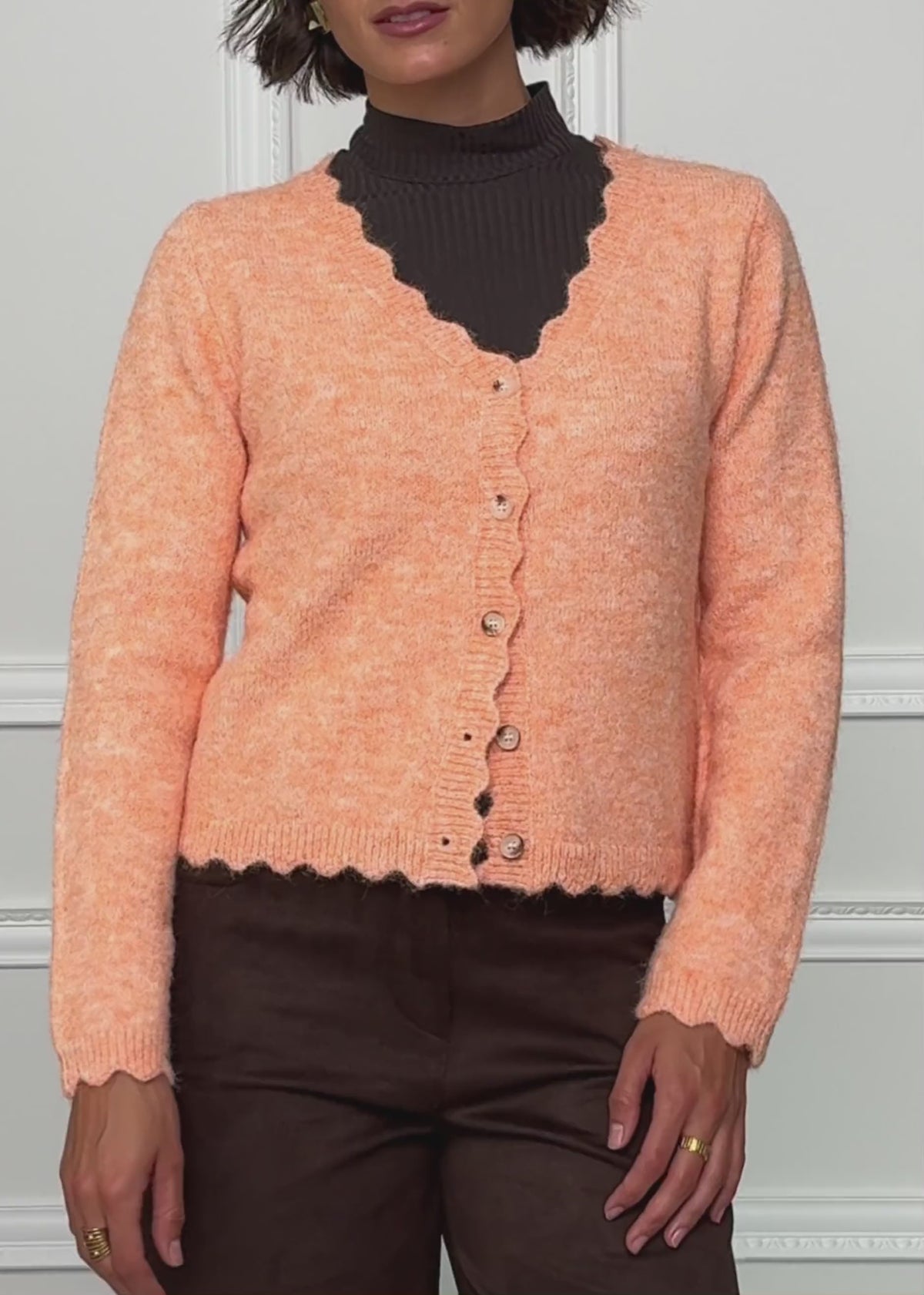 Cardigan with scalloped edge - coral by SASSYCLASSY