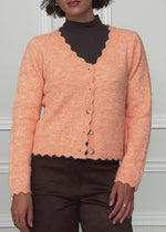 Cardigan with scalloped edge - coral