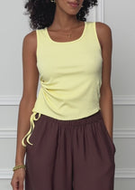 Ripp Tank Top mit Raffung - gelb