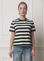 T-Shirt mit Blockstreifen - schwarz-offwhite