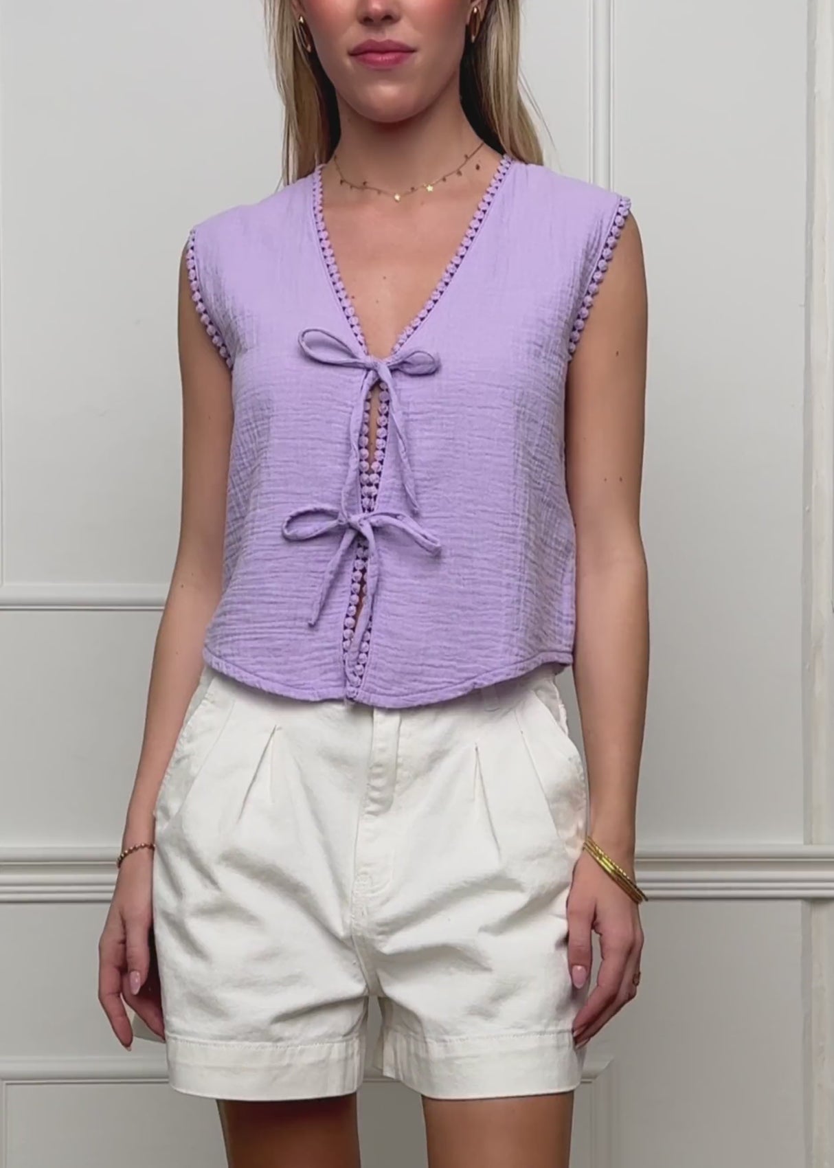 Musselin Top mit Schleifen - flieder von SASSYCLASSY