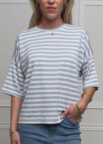 Oversize T-Shirt mit Streifen - blau-weiß