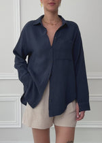 Musselin Hemdbluse - dunkelblau