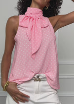 Chiffon Top mit Punkten - rosa