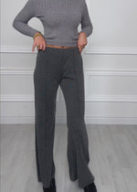 Ribbed trousers with pintucks - grey
