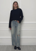 Knit jumper with button detail - black