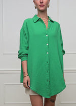 Muslin blouse oversize, green
