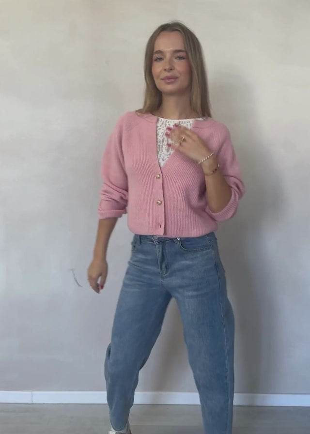 V-neck cardigan - dusty rose by SASSYCLASSY