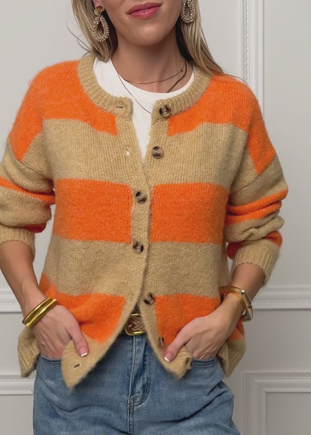 Cardigan mit Blockstreifen - orange von SASSYCLASSY