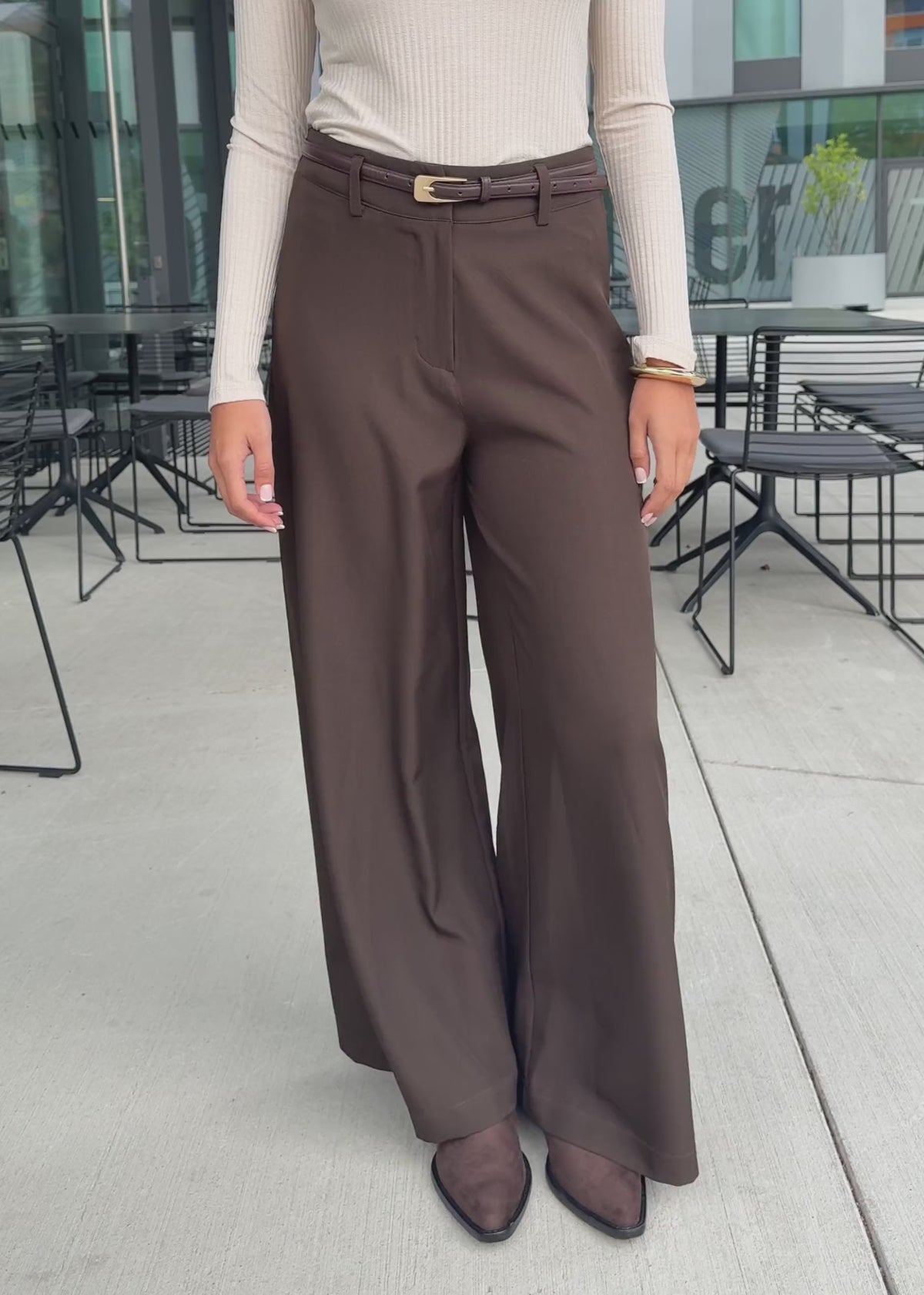 High waist wide-leg trousers - brown by SASSYCLASSY